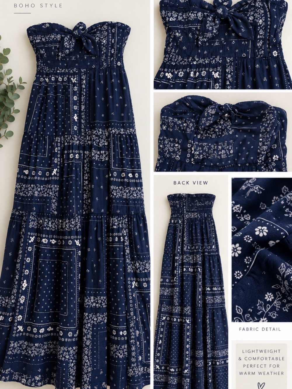 Universal Thread Navy Paisley & Floral Strapless Maxi Skirt